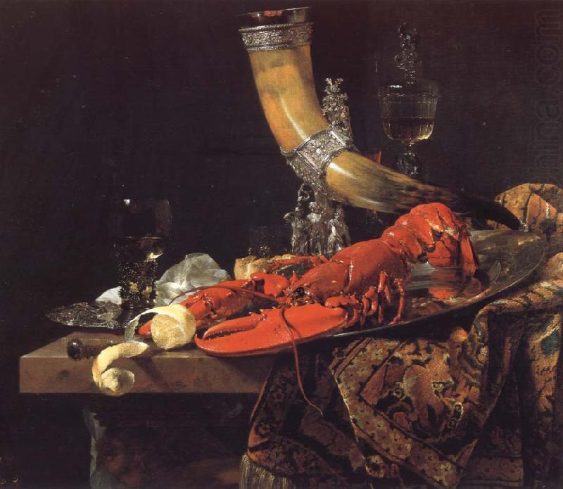 Still Life with the Drinking-Horn of the Saint Sebastian Archers-Guild,Lobster and Glasses, Willem Kalf